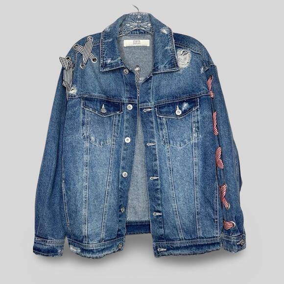 Zara Jackets & Blazers - Zara Denim Ribbon Jacket